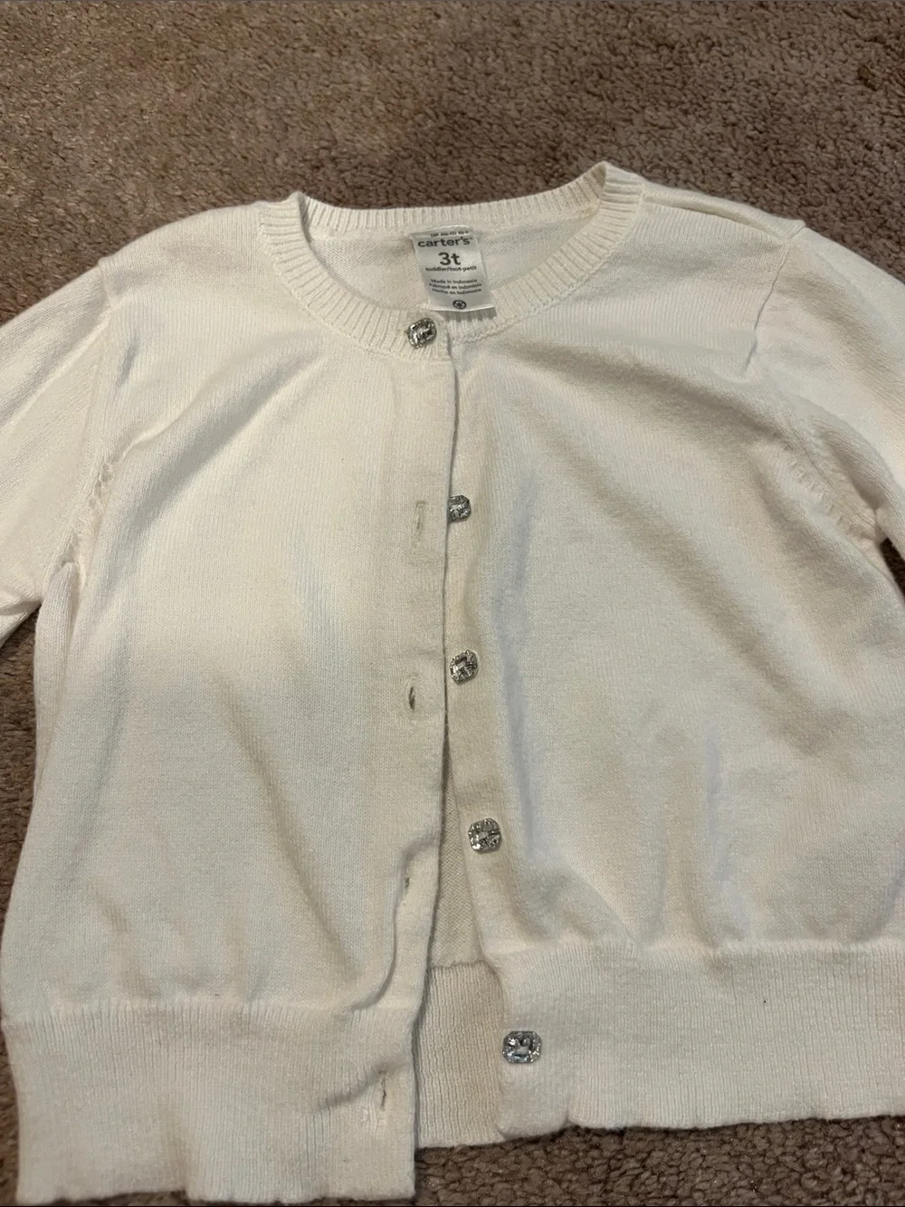 Classic Cream Button-Front Girl’s 3T Cardigan Sweater